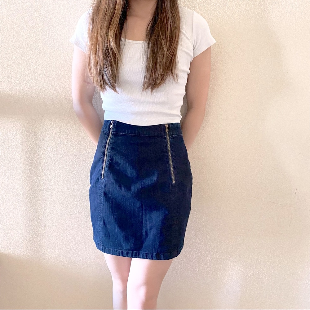 NWT Abercrombie Double Zipper Front Denim Mini Skirt